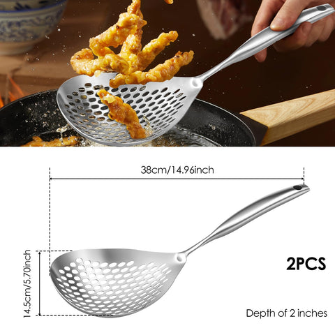 Diseño de mango largo y ergonómico LSCSJUNS para agarre cómodo durante freír