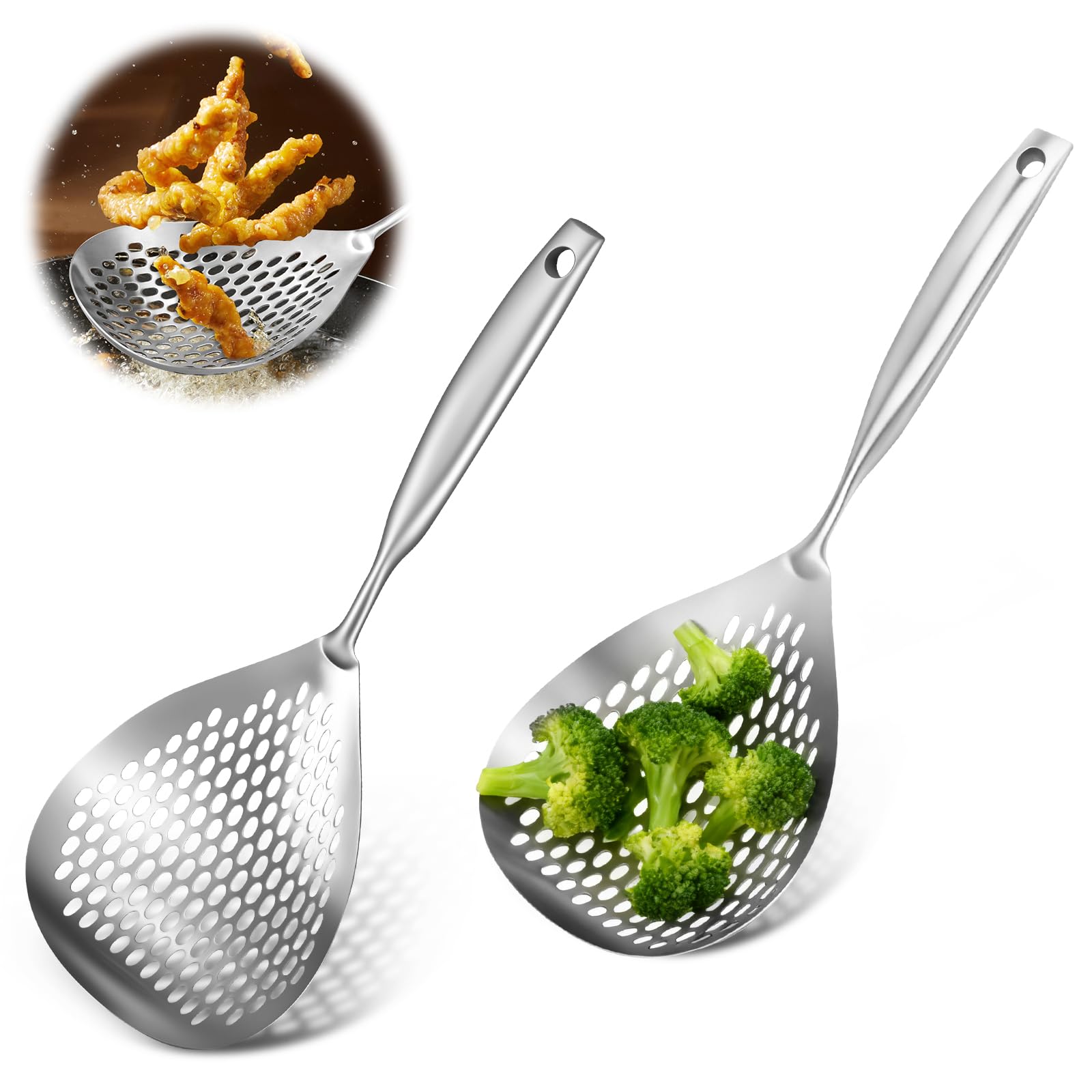 Espumadera LSCSJUNS de acero inoxidable 304 con mango largo para freír seguro en cocina
