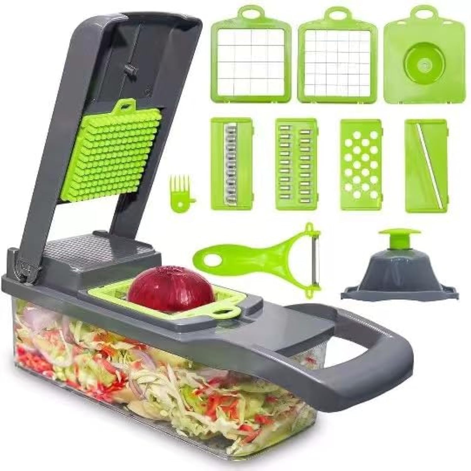LSLCQW cortador de verduras 16 en 1 para rebanar y picar con precisión en casa.