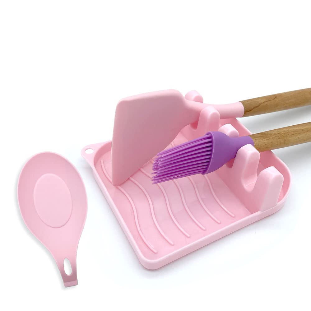 LSVGOE dos pack soporte utensilios base goteo rosa para encimera limpia