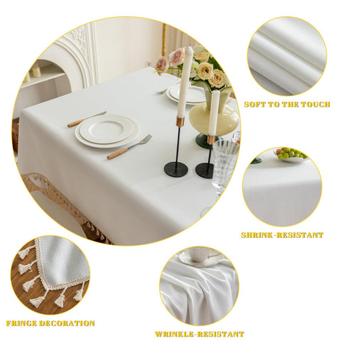 Mantel LSYMJ tamaño 55x55 pulgadas blanco natural para diferentes mesas.