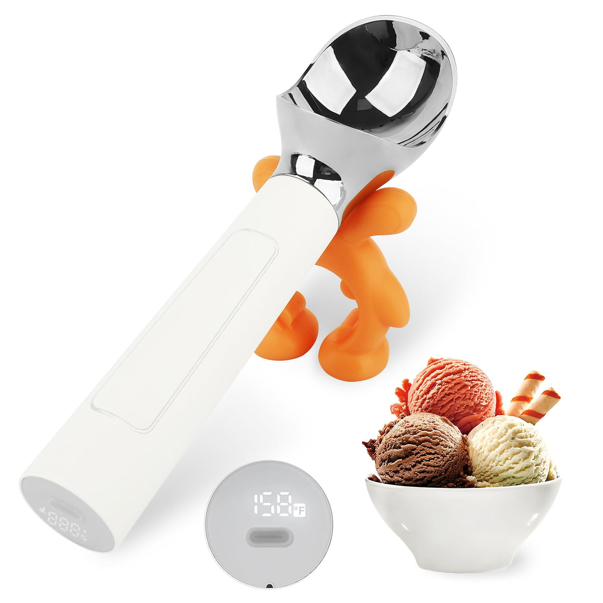 LT LAUDTEC Cuchara-heladora calentamiento rápido para helado duro, uso eficiente.