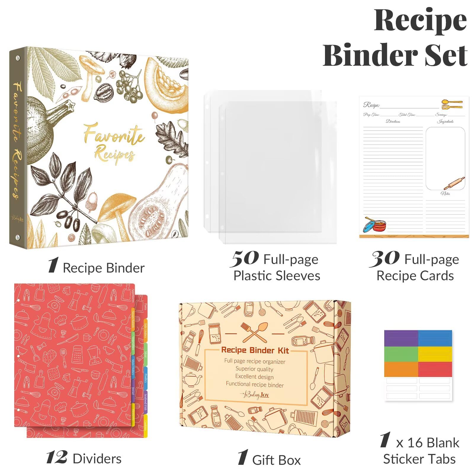 LuBudingJoy Recetario con hojas en blanco 8.5x11 para anotar recetas