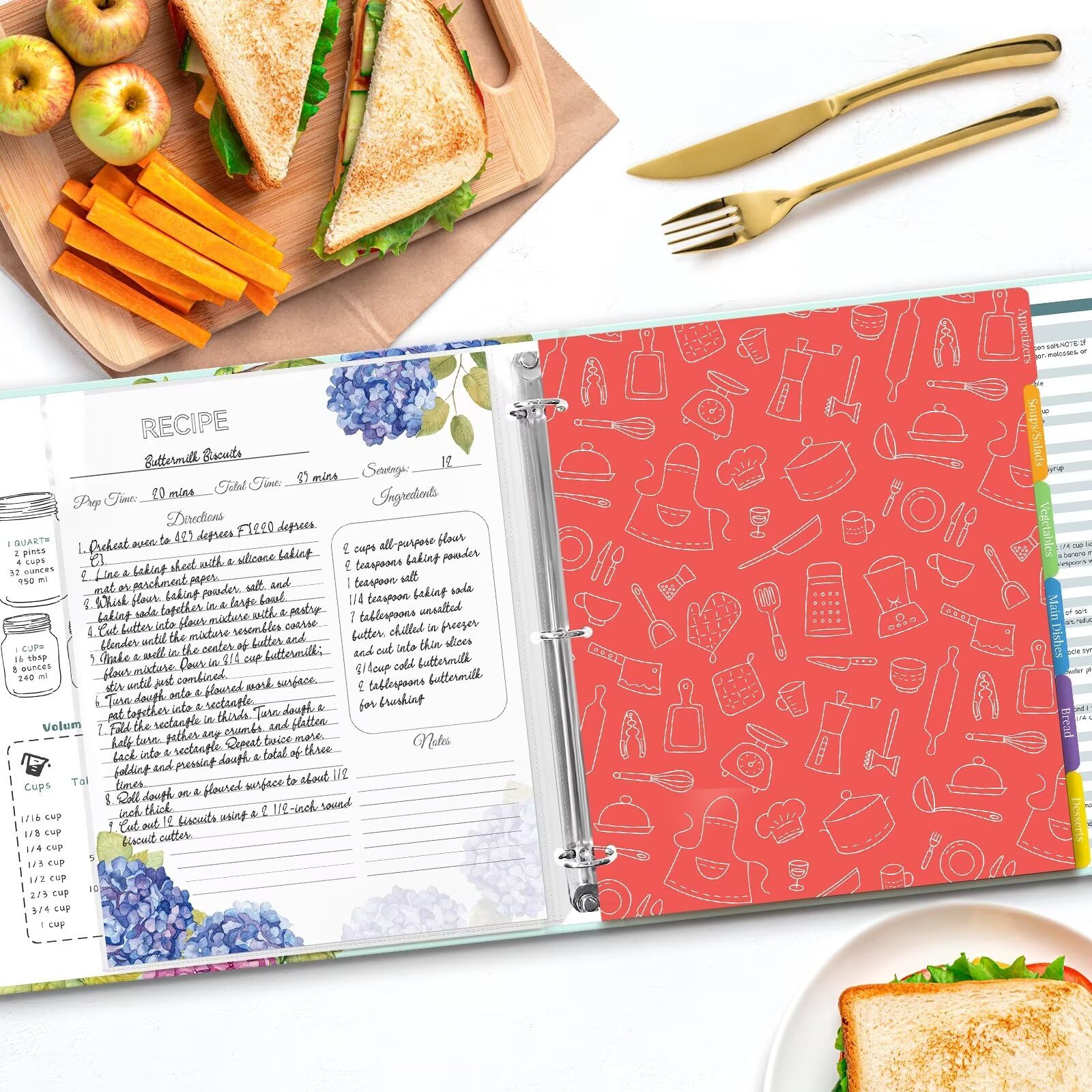 LuBudingJoy tarjetas de recetas de tamaño completo ofrecen amplio espacio.