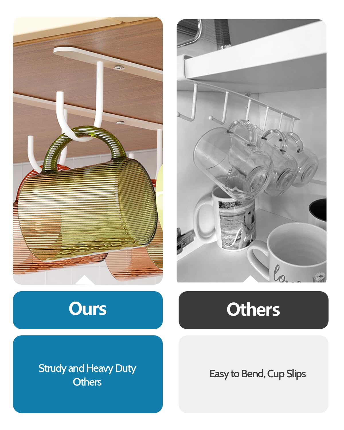 Luckinow solución de almacenamiento bajo estante para tazas y utensilios.