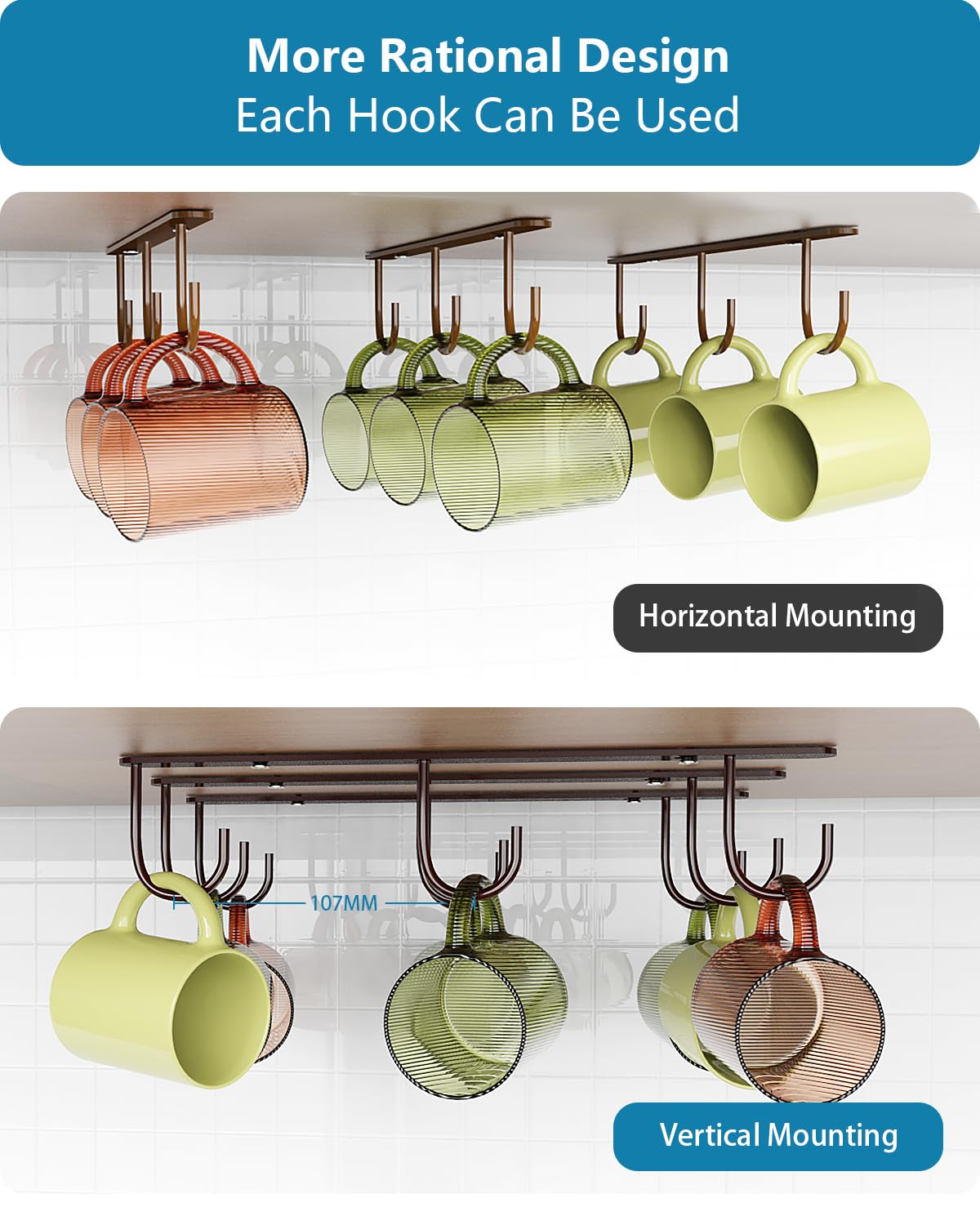 Luckinow organizador de utensilios de cocina, ganchos para tazas y utensilios.