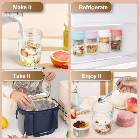 LUCKJOY jarras de vidrio conjunto de cuatro colores para comidas