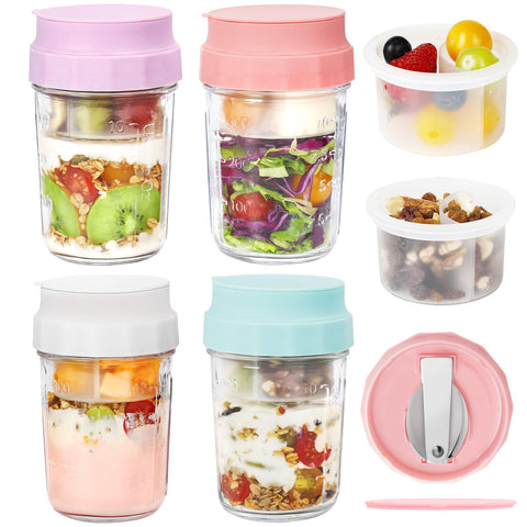 LUCKJOY vaso para avena de remojo nocturno con divisores para mantener crujientes