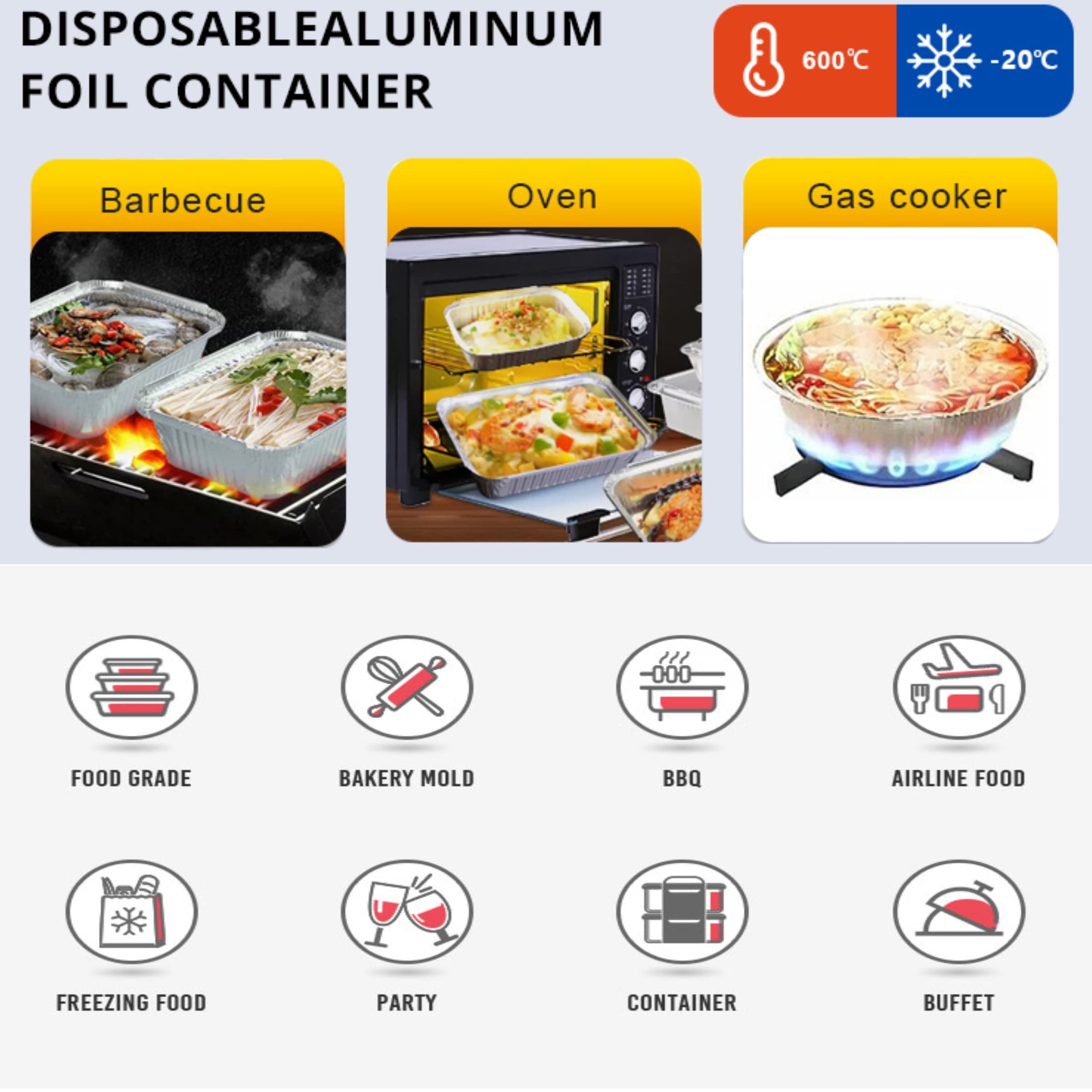 LUCKMETA tapa plástica transparente para bandeja de aluminio