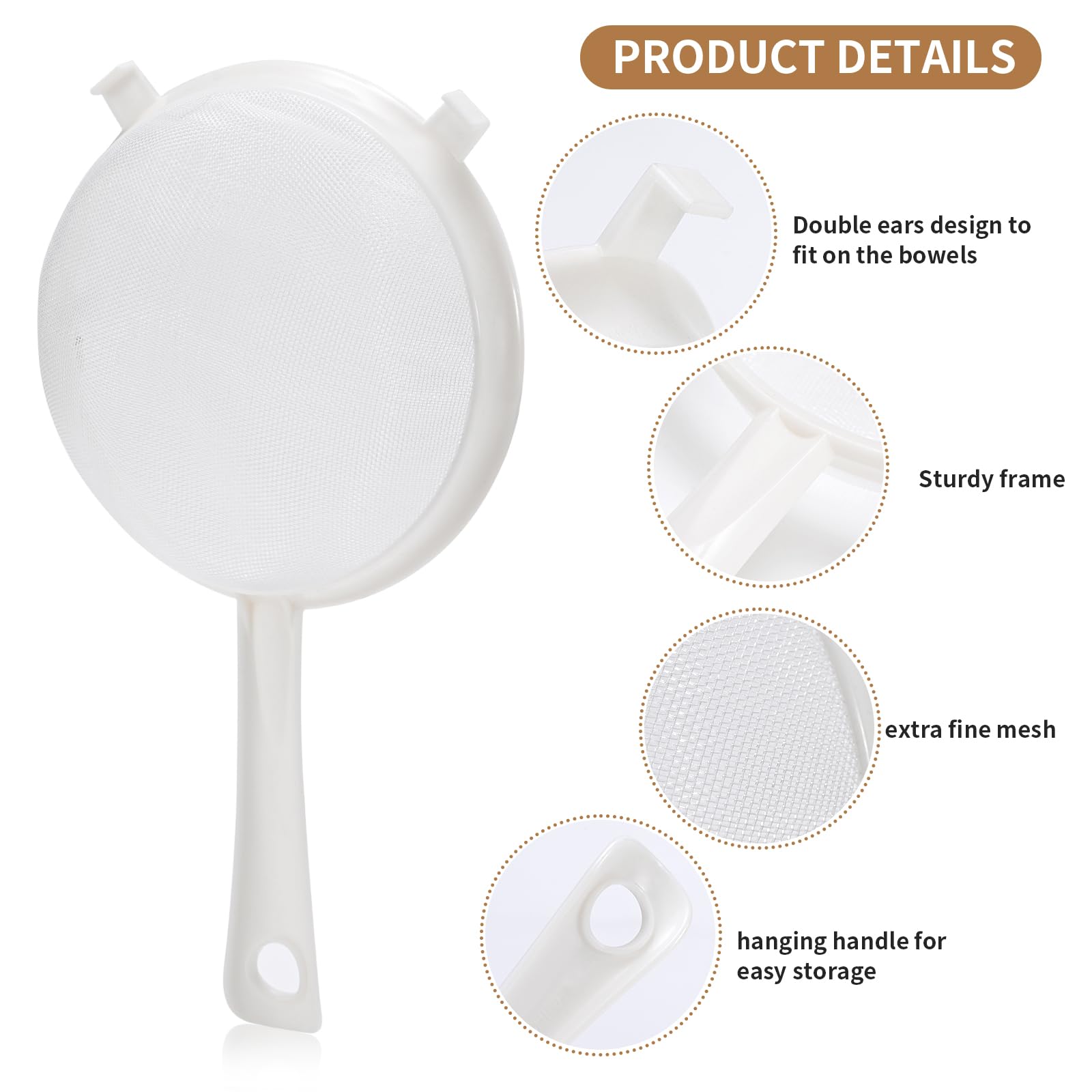 Luckyiren colador plástico durable: material apto para alimentos en la cocina diaria.