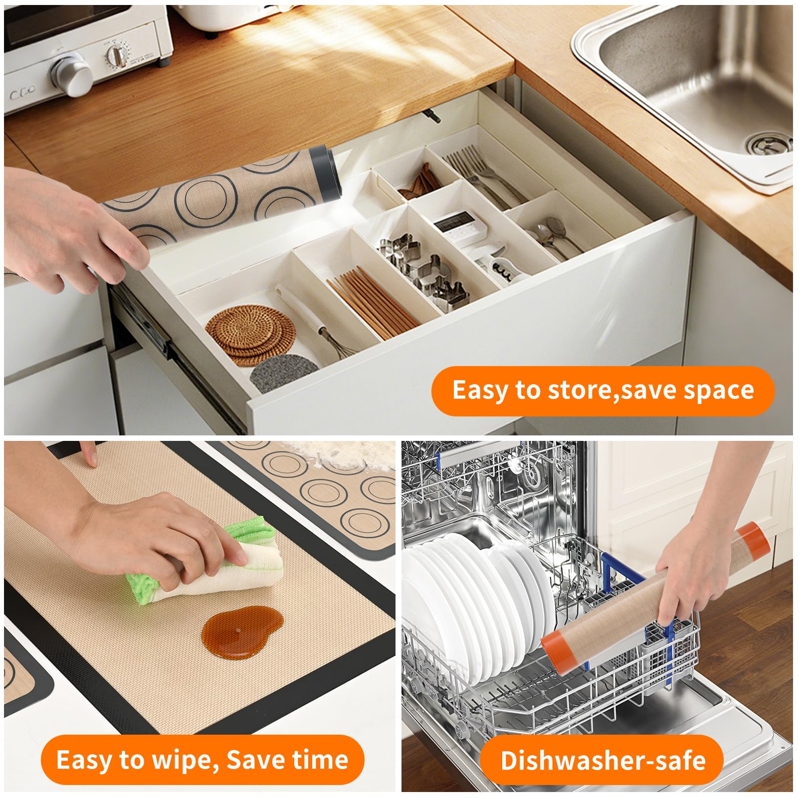Luckyiren tapete enrollado para almacenamiento compacto, ideal para cocinas pequeñas