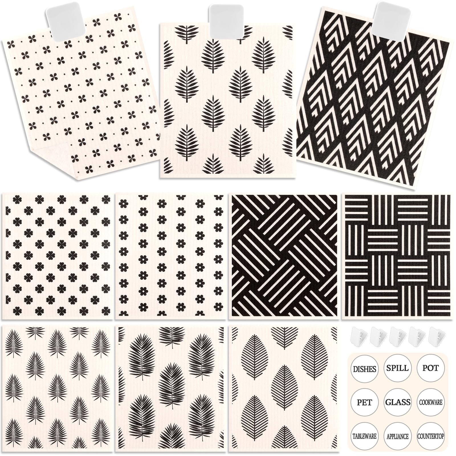 Lucomb paños de cocina con 10 patrones decorativos para secar y limpiar.