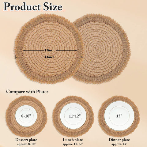 Lucomb placemats algodón macramé para mesa, acabado suave y natural