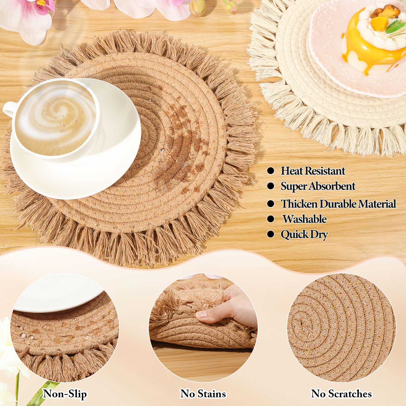 Lucomb placemats 13 pulgadas para proteger la mesa durante comidas abundantes
