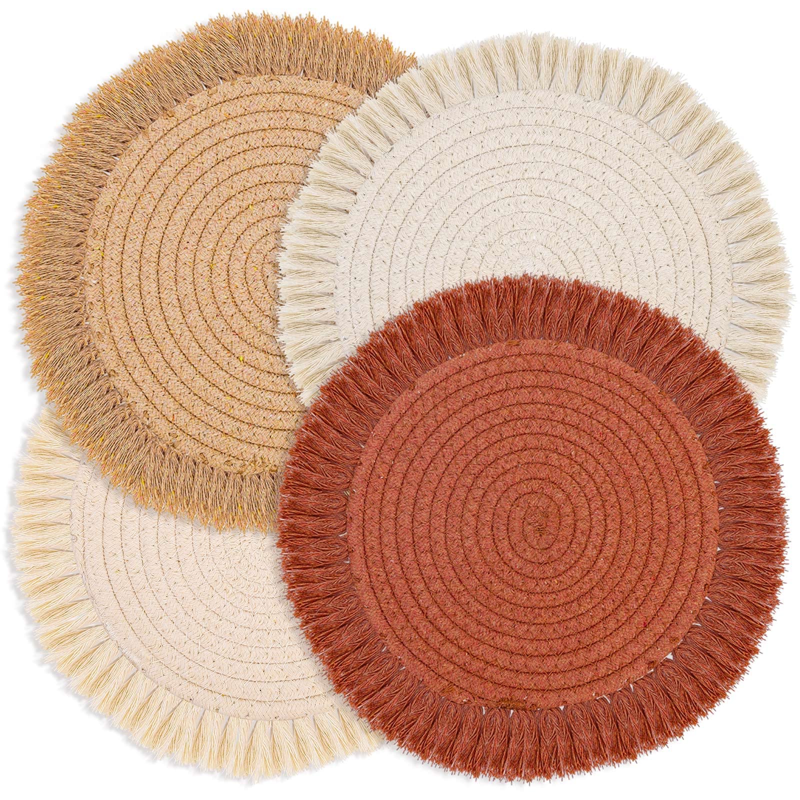 Lucomb placemats redondos bohemios de 4 piezas para mesa elegante y resistente