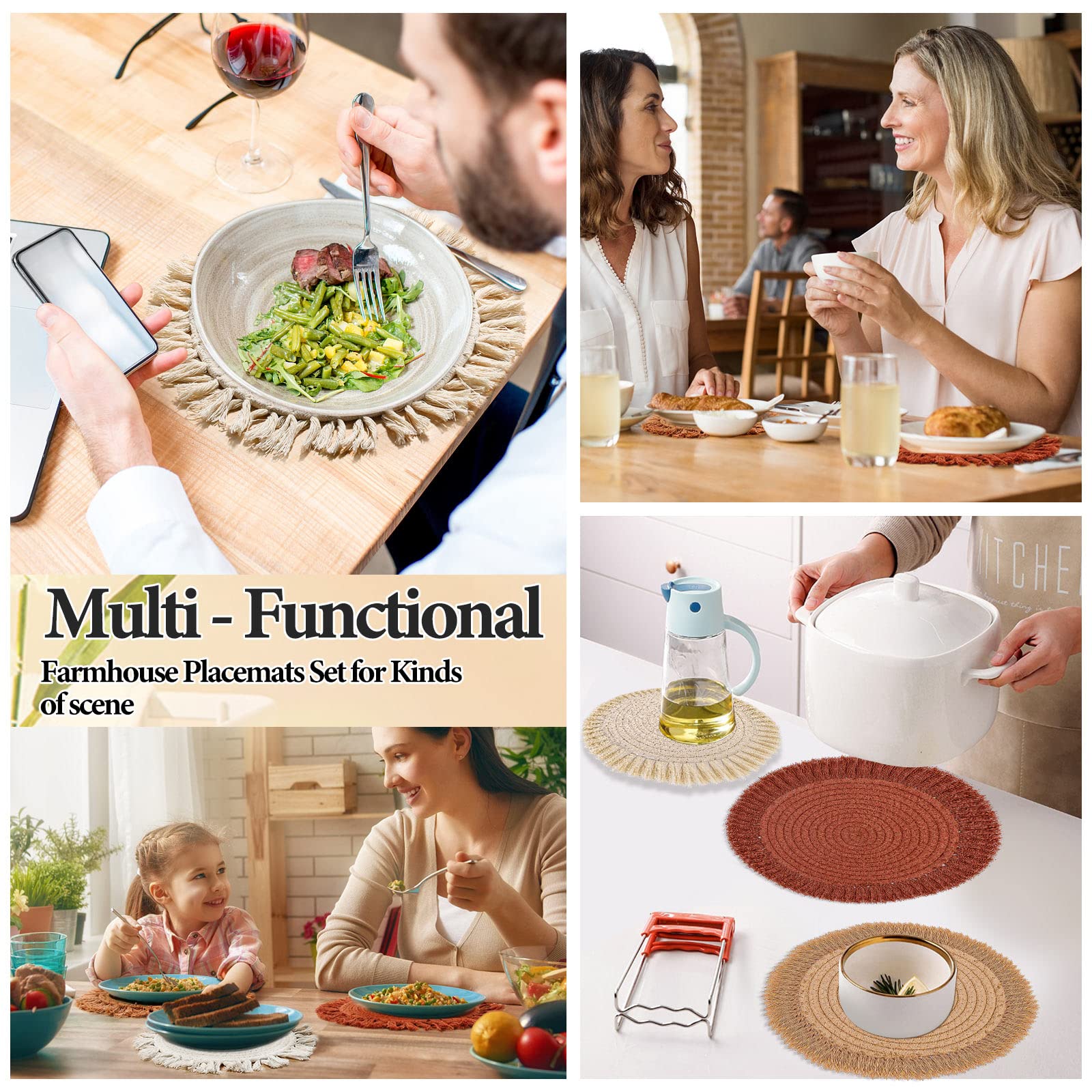Lucomb placemats para uso interior-exterior, resistente y práctico