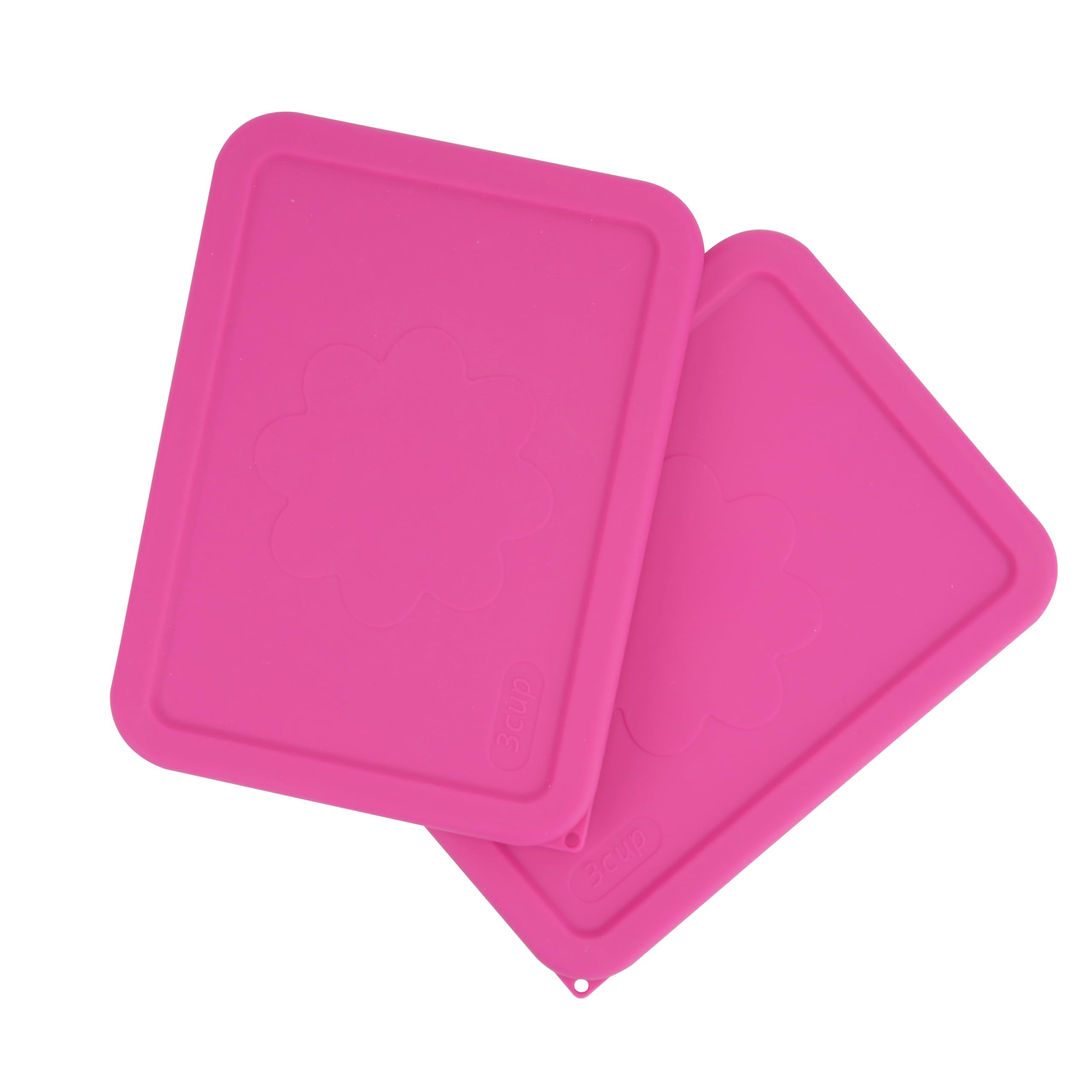 LUVCOSY tapas rectangulares de silicona 3 tazas en rosa intenso, ajuste perfecto para cuencos Pyrex