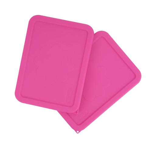 LUVCOSY tapas rectangulares de silicona 3 tazas en rosa intenso, ajuste perfecto para cuencos Pyrex