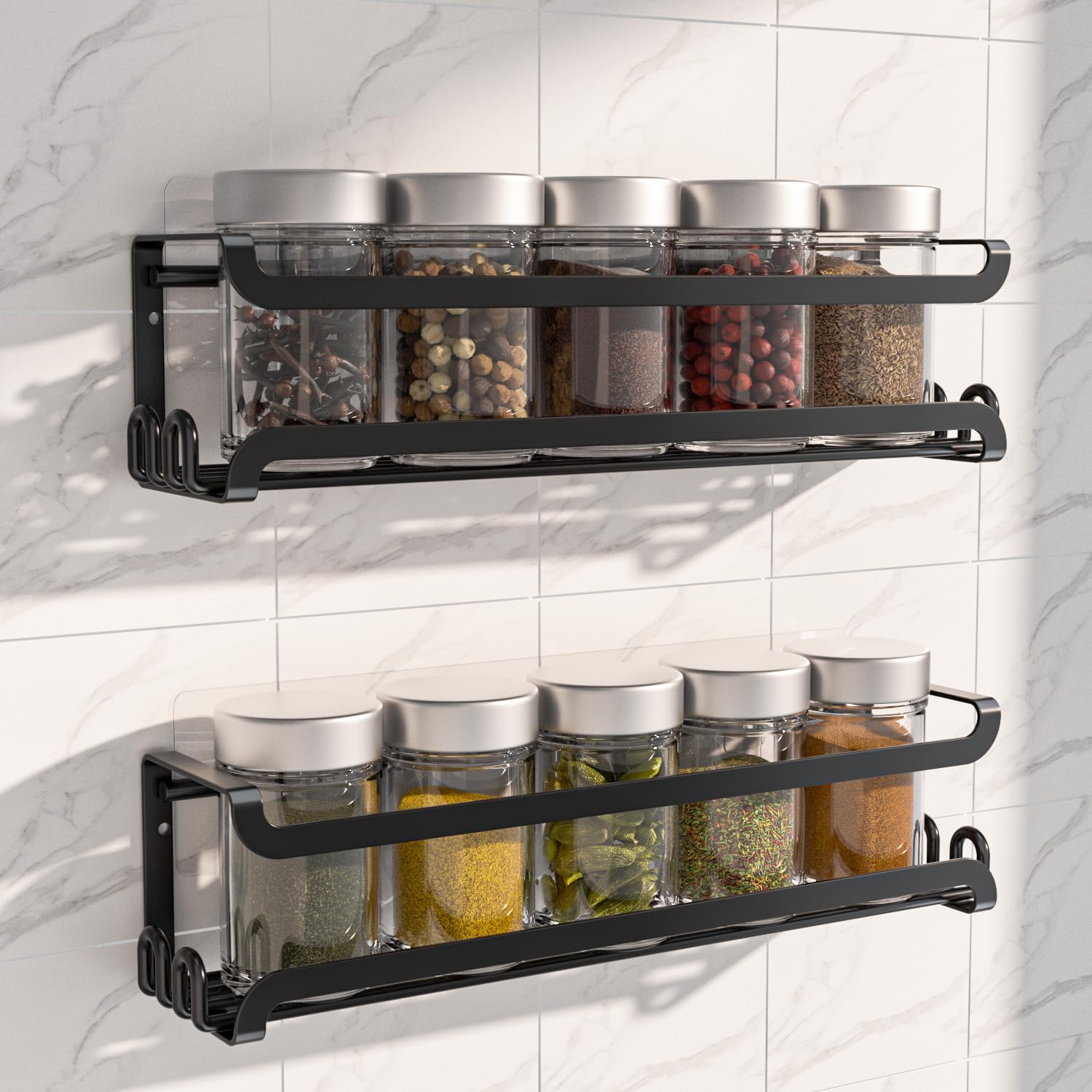LUCYCAZ estante de especias para pared, dos pack, acceso rápido y orden en la cocina.