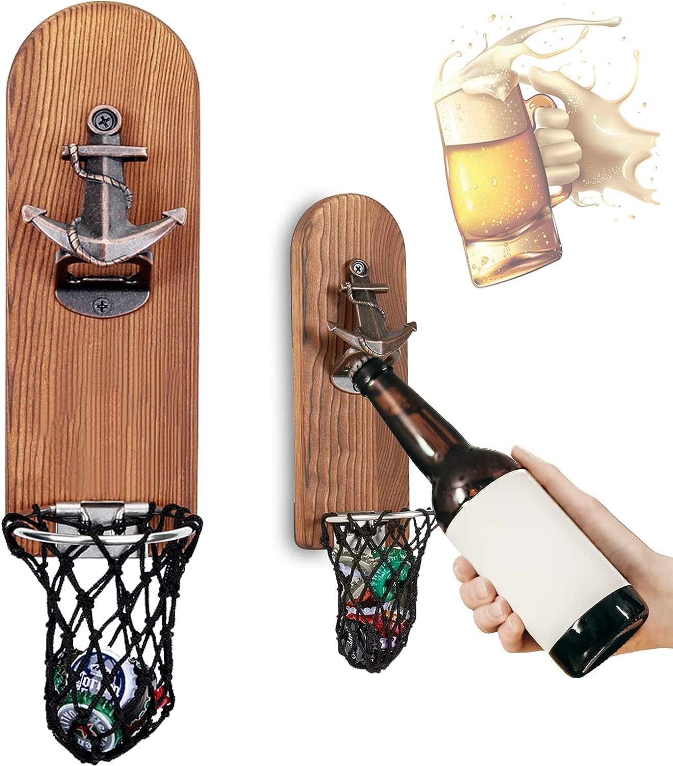 LUCYLANKER abrebotellas de pared con imán para tapas, práctico y ordenado.