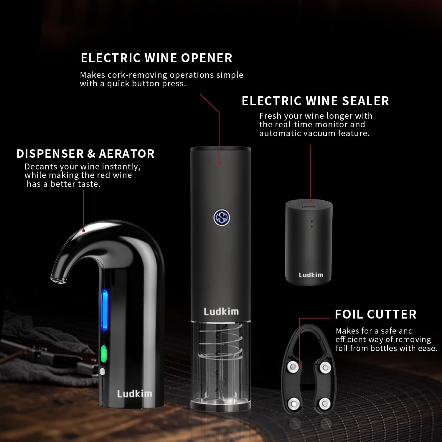 Cortador de foil Ludkim para abrir botellas con precisión