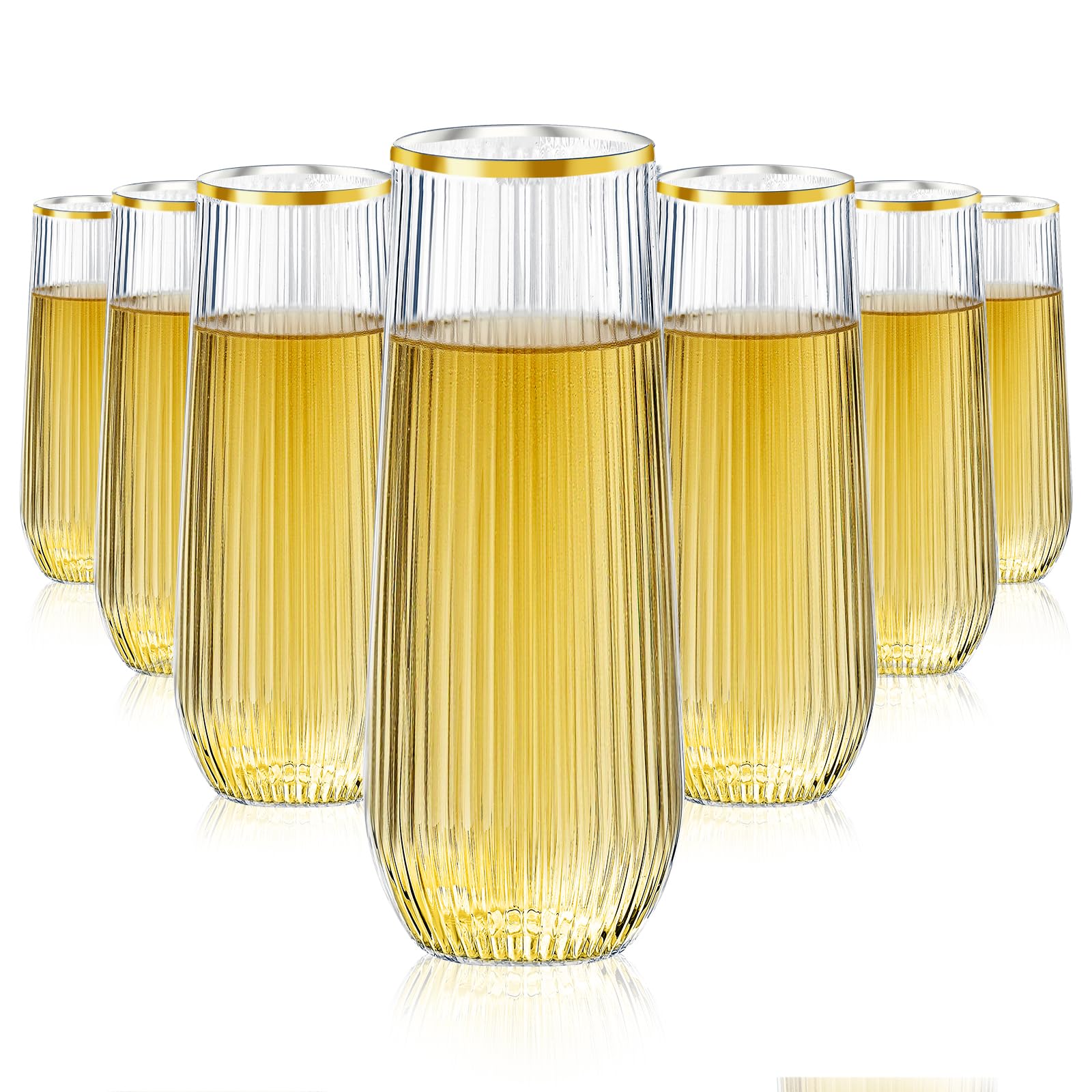 Copa Lueumxc de champagne sin tallo de 9 oz lista para brindar.