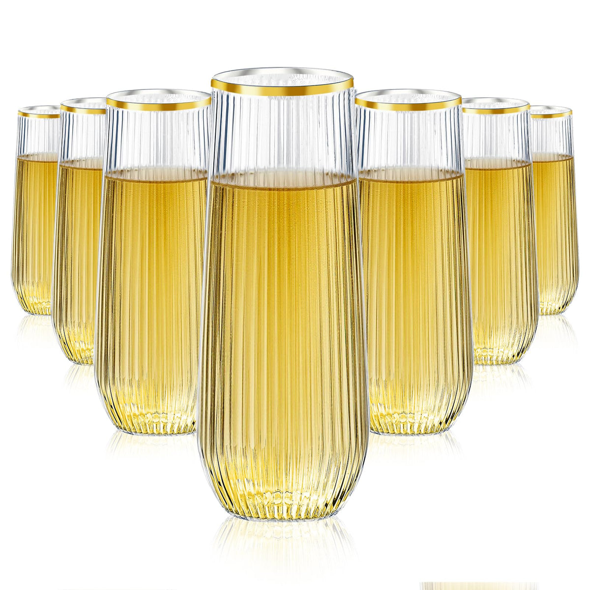 Copa Lueumxc de champagne sin tallo de 9 oz lista para brindar.