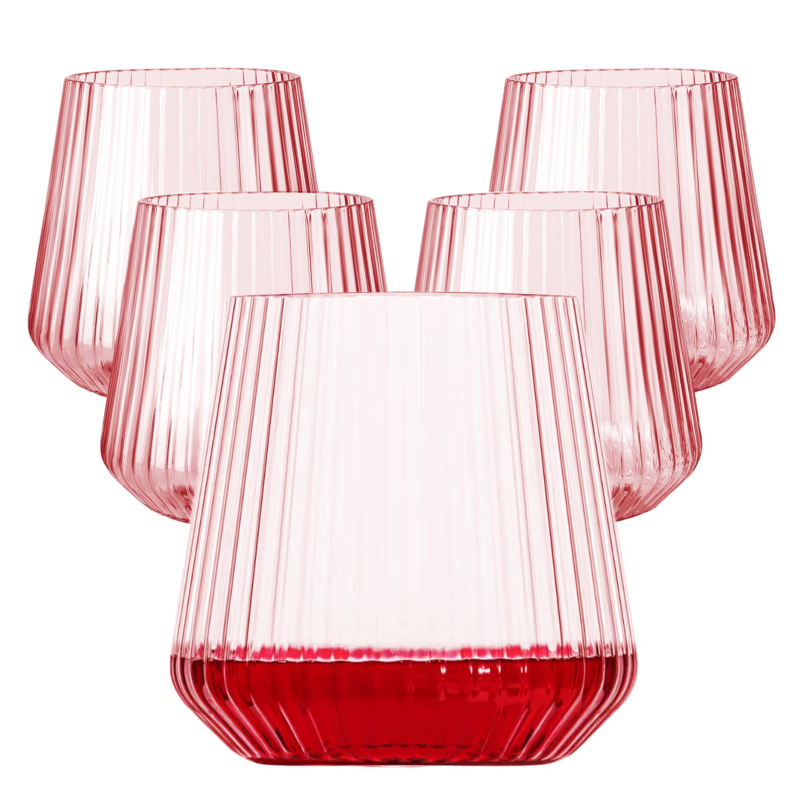 Copas Lueumxc con estrias rosa 14 onzas, ideales para cócteles y fiestas.