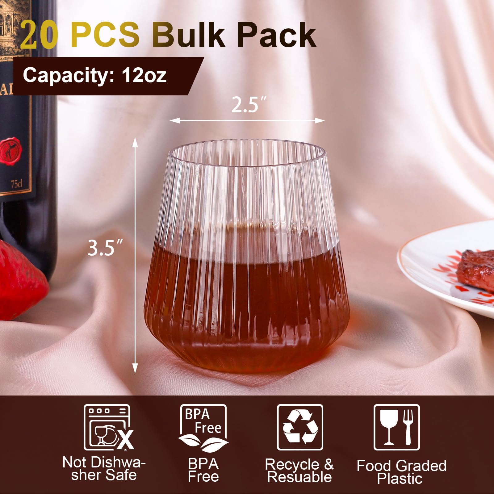 Vaso plástico Lueumxc resistente a roturas para uso al aire libre