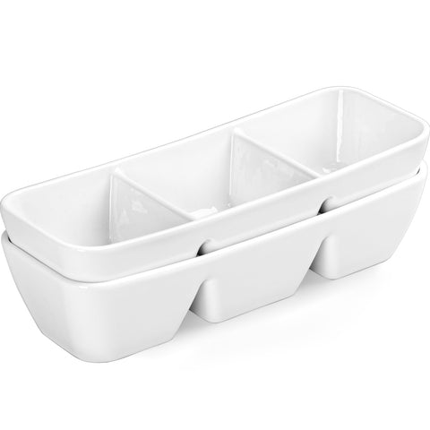 Bandeja LUFILUFI de 11 pulgadas con tres compartimentos para condimentos.