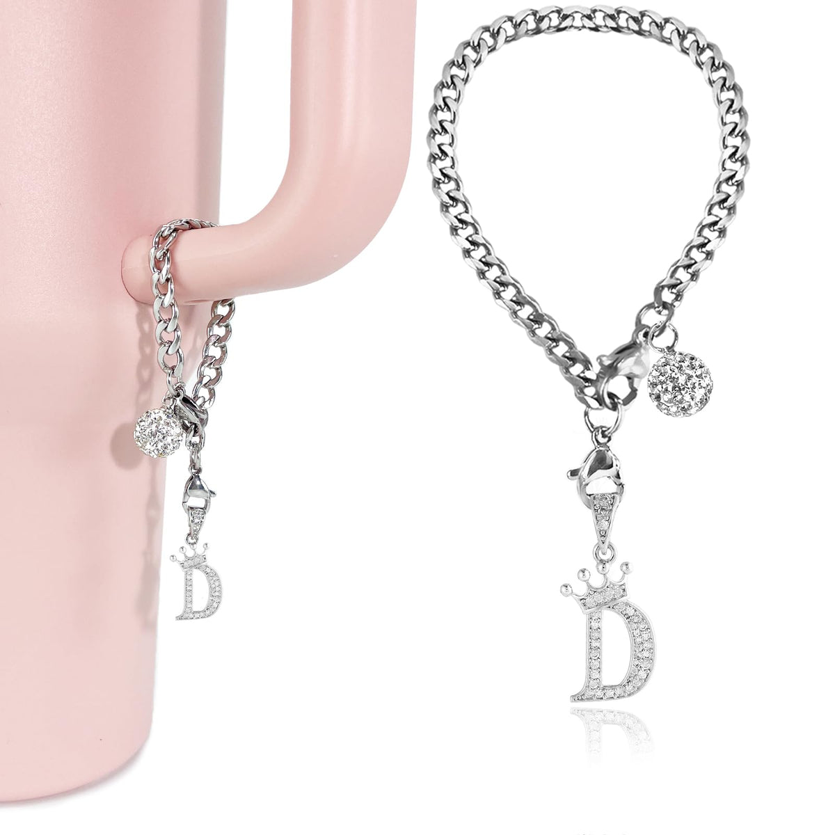 LUHOHI charms letra corona con brillo para personalizar tu taza