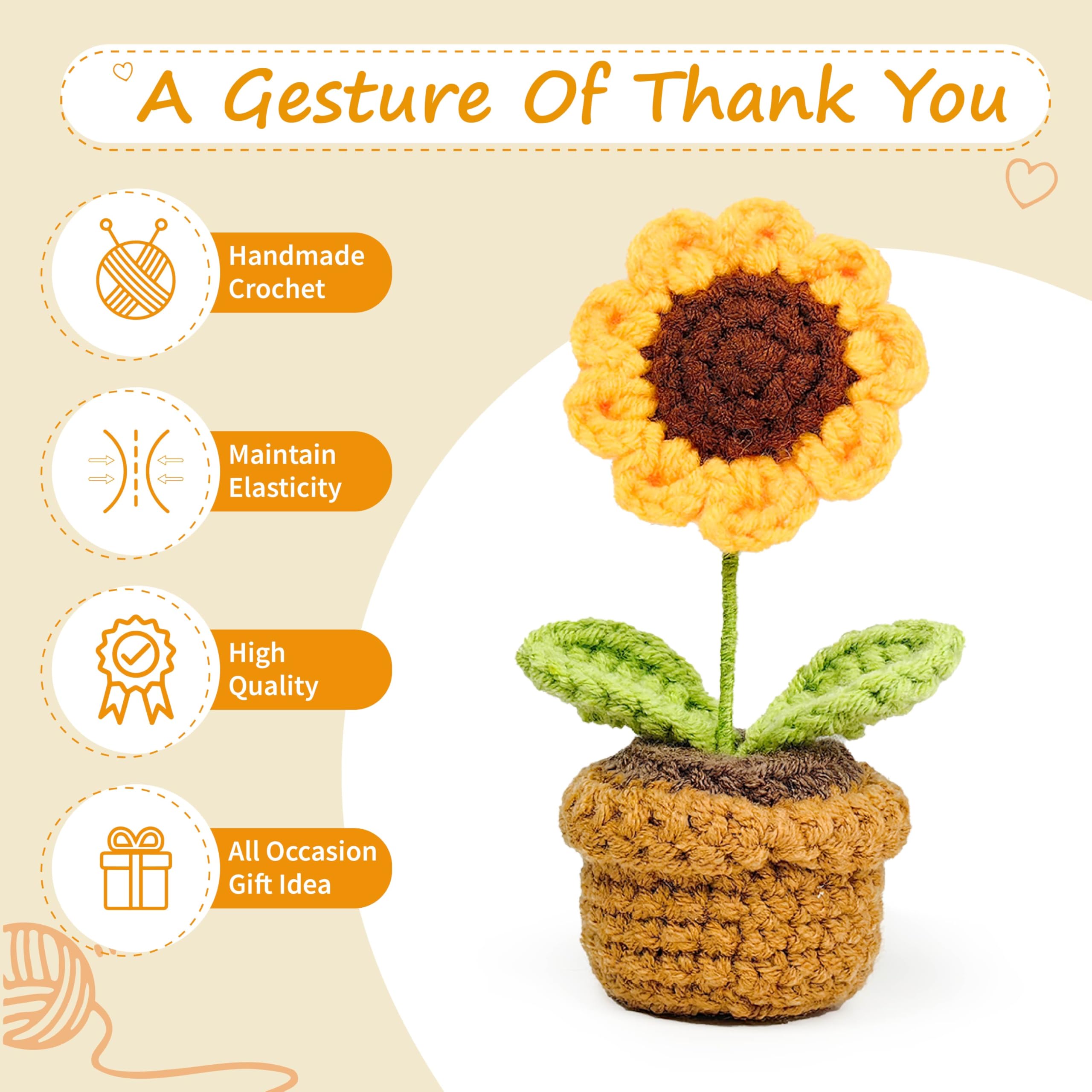 Decoración de mesa con girasol hecho a crochet LUICONMO para decorar.