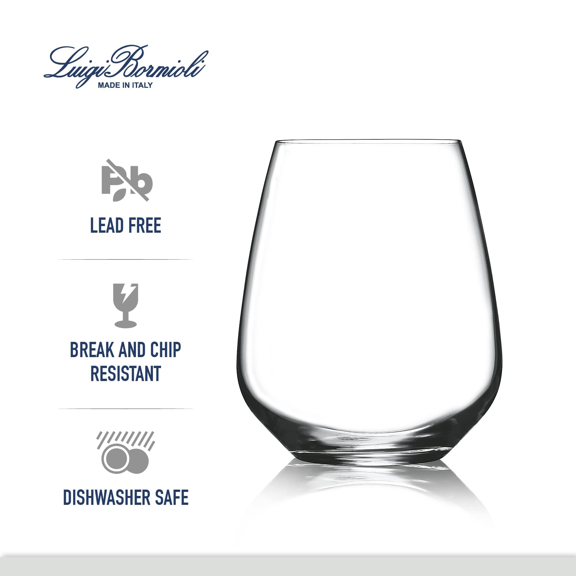 Luigi Bormioli Crescendo vaso sin tallo, cristal claro; ideal para agua o jugos.