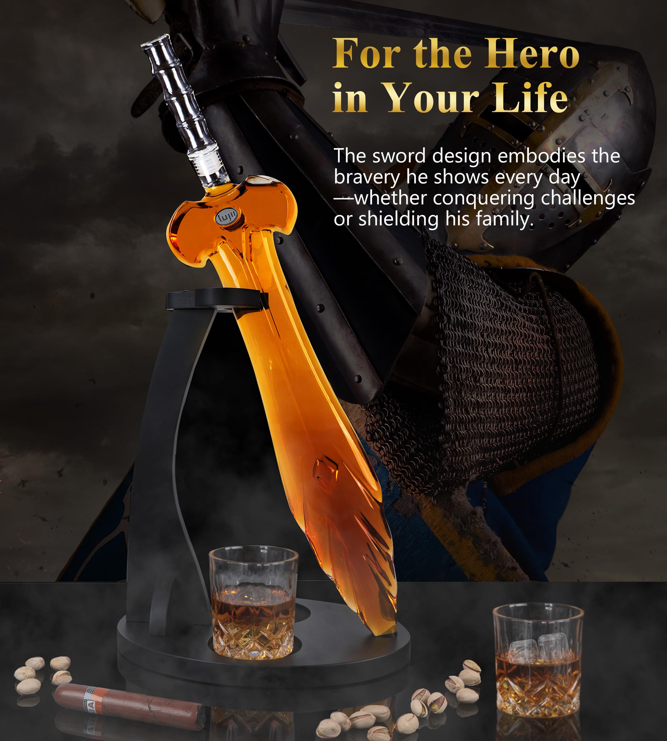 LUJII bandeja de madera para servir whisky, organización elegante