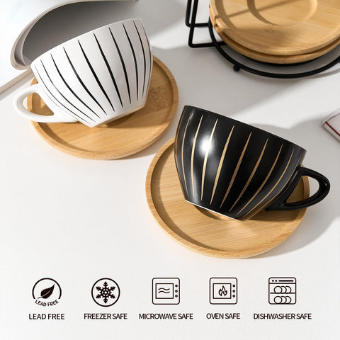 Tazas Luka de 237 ml y platillos, conjunto completo para expreso y té.