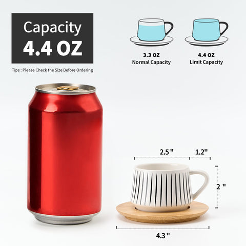Conjunto Luka de tazas demitasse para café expreso con platillos blancos para casa.