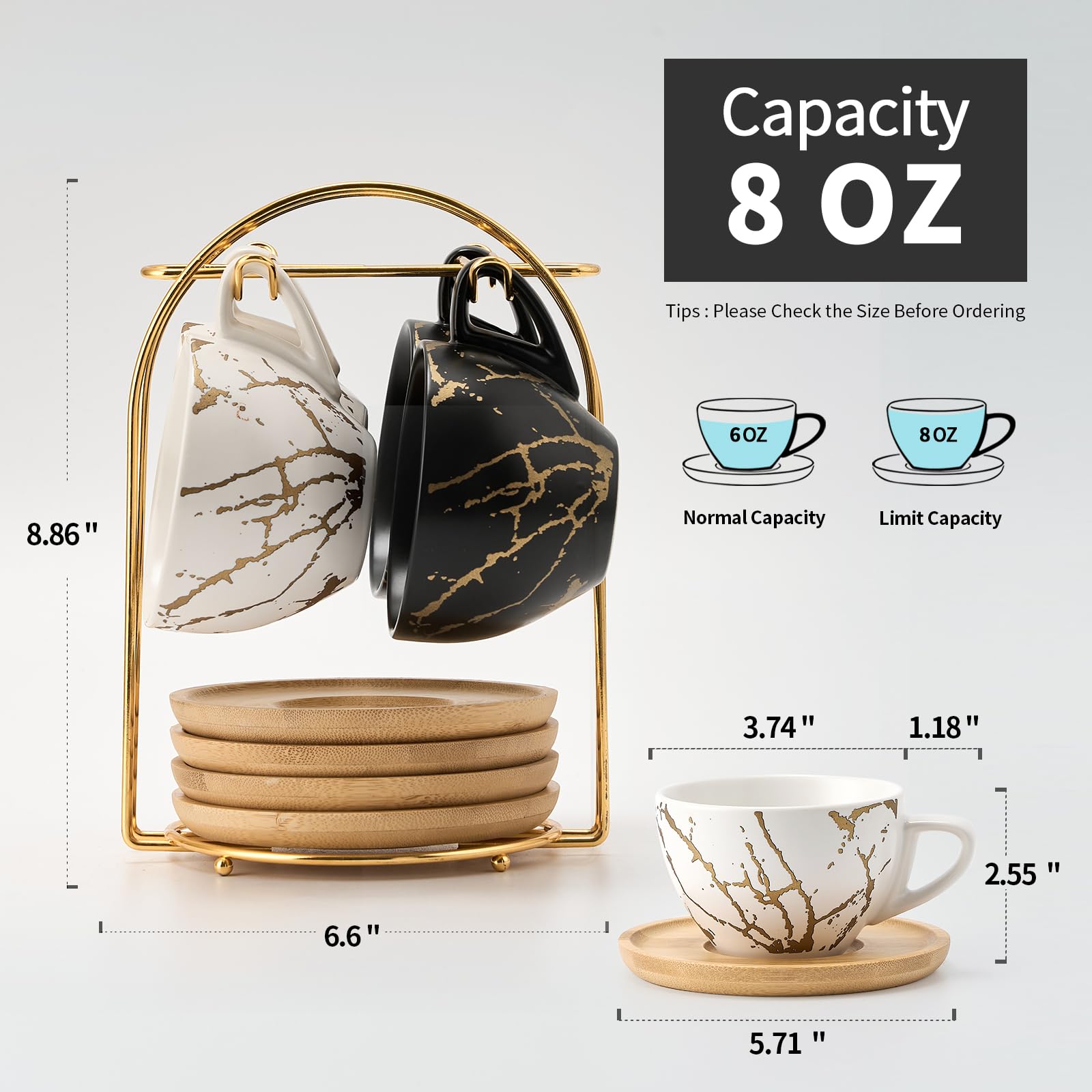 Soporte de metal para demitasse, mantiene ordenadas las tazas.