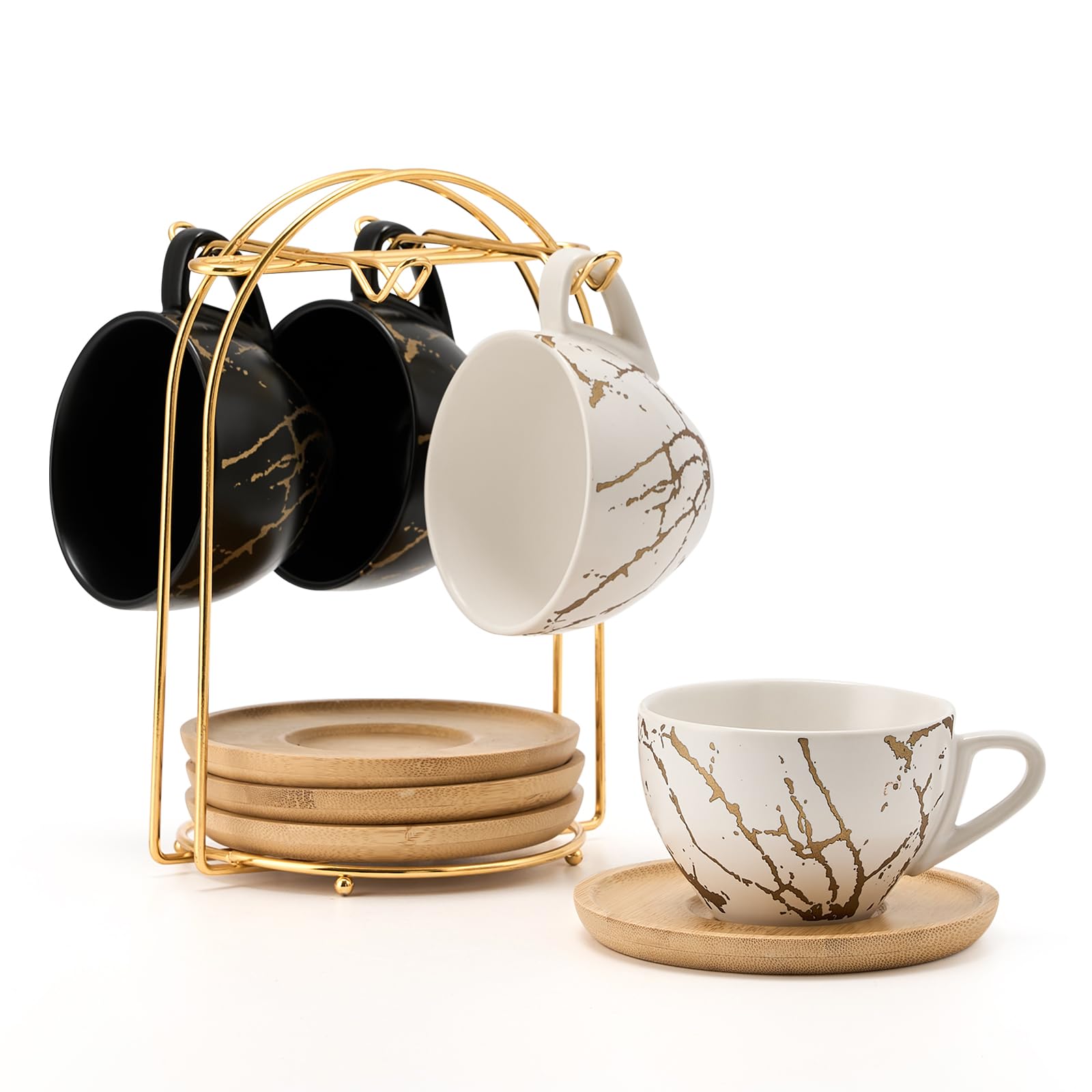 Tazas expreso de LUKA en cerámica con demitasse, ideales para café diario.