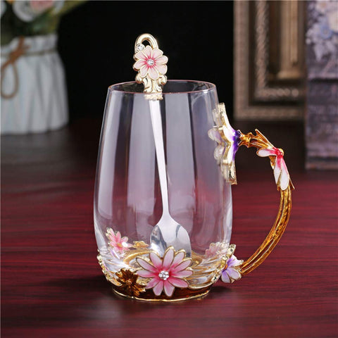 Regalo Luka Tech con flor: taza elegante para mujeres, madres o amigas.