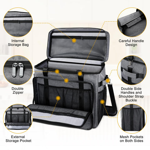 Bolsa Lukeline con bolsillos para accesorios y utensilios de la máquina.