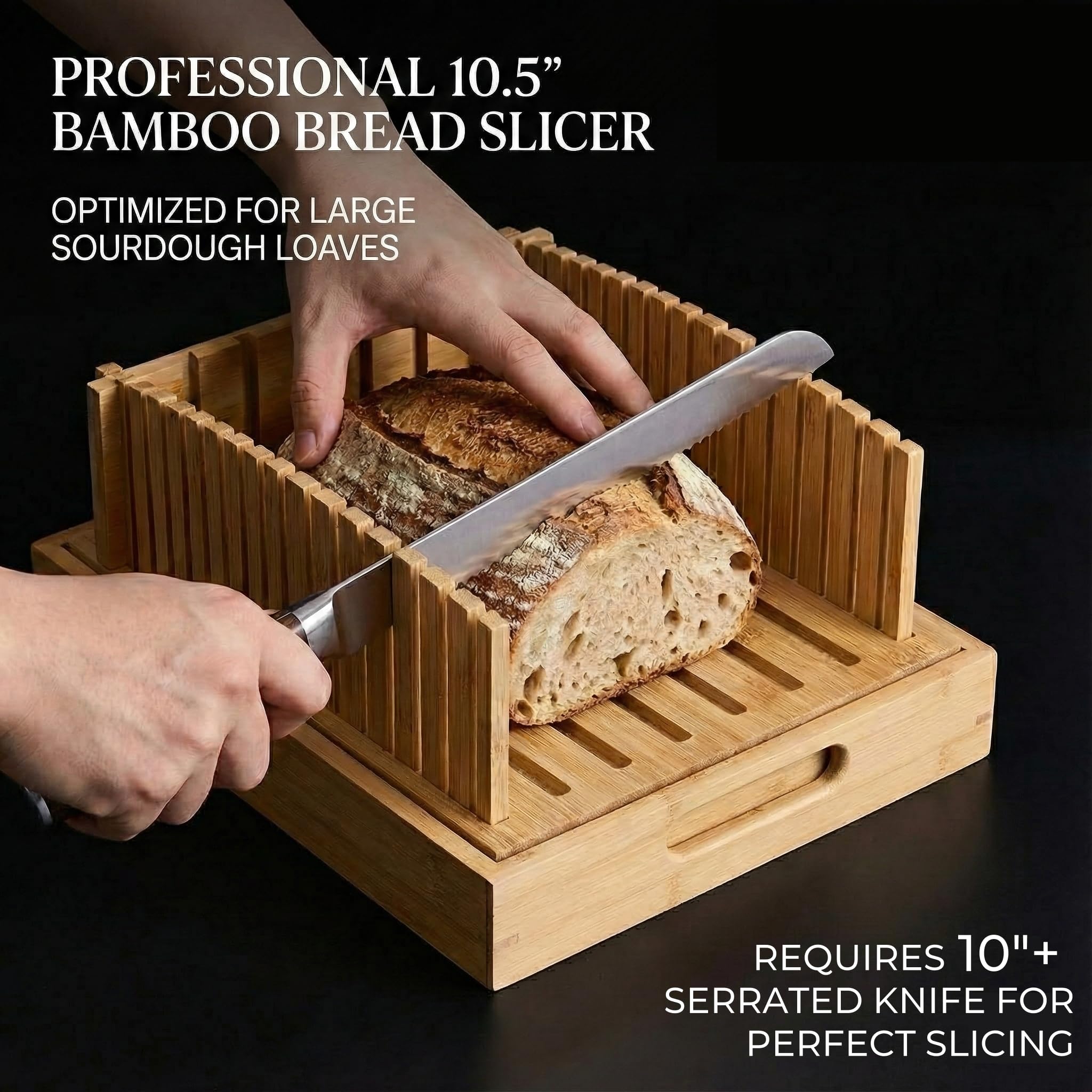 Guía de LukieBoee para cortar pan casero con 10.5 pulgadas de amplitud.