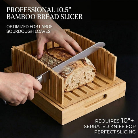 Guía de LukieBoee para cortar pan casero con 10.5 pulgadas de amplitud.