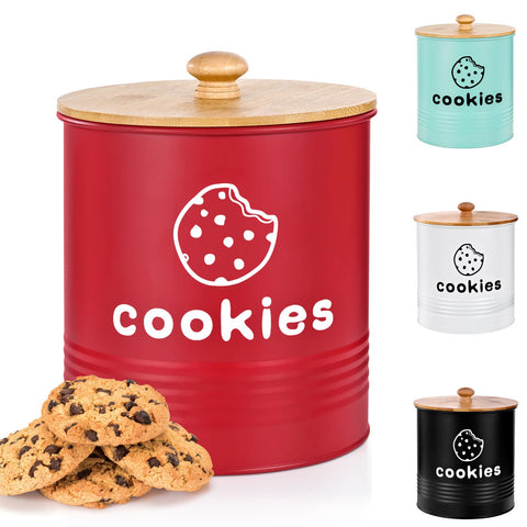 Tarro de galletas rojo de LUKMILEE con tapa hermética para conservar la frescura.
