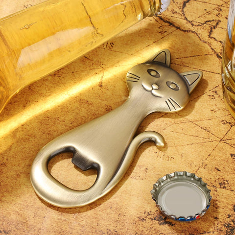 Uso doméstico y en bar: abridor de cerveza LULLEA con gato.