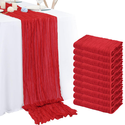 Mantel Lumaycens de gasa rojo de 10 ft para bodas, añade romanticismo a la mesa