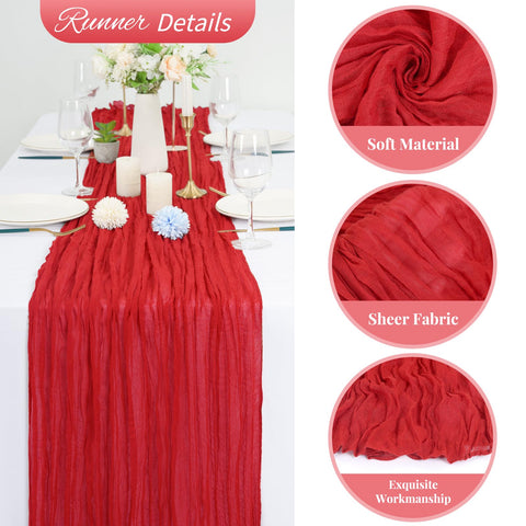 Mantel Lumaycens de gasa rojo para mesas rectangulares, elegante y adaptable