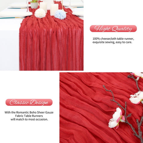 Mantel Lumaycens de gasa rojo con pliegues suaves, textura atractiva