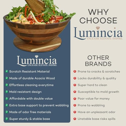 Lumincia-base-para-servir-ensaladas, soporte estable para mesa durante comidas.