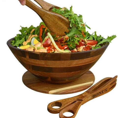 Lumincia cuenco-ensalada-grande-acacia, perfecto para servir ensaladas en mesa familiar.