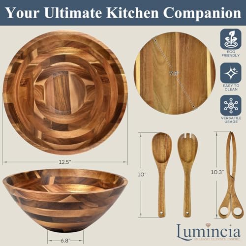 Lumincia-utensilios-ensalada-servida, cucharas y tenedores de madera para servir.